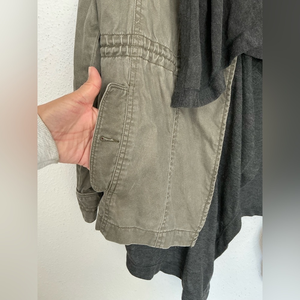 Hei Hei Cascade Anorak Green Utility Grey Scarf Layered Jacket Large - Picture 7 of 15